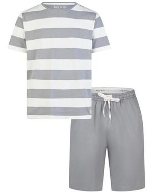 Phil & Co. Berlin Shortama Korte Pyjama Set Grijs Gestreept