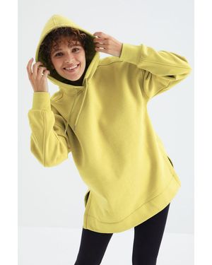 TOMMY LIFE Oversized Hooded Sweatshirt With Pocket - Yellow