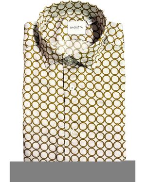 Bagutta Witte Viscose Overhemd Voor Mannen - Naturel