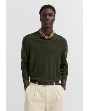 Bugatti Herren Poloshirt Van Wolmix Met Ritssluiting - Groen