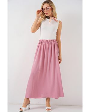 Bigdart Maxi Skirt With Elastic Waist - Pink