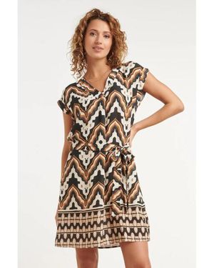 Smashed Lemon Jurk Met Abstracte Zigzag Print - Meerkleurig