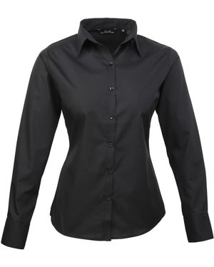 PREMIER Popeline Blouse Met Lange Mouwen - Zwart