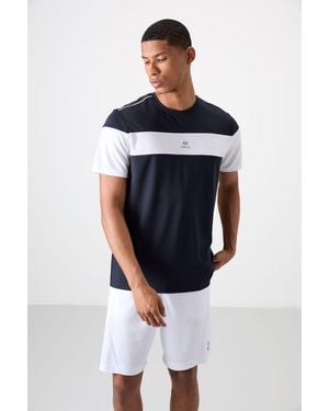 TOMMY LIFE Colour Block Crew Neck T-Shirt - Blue
