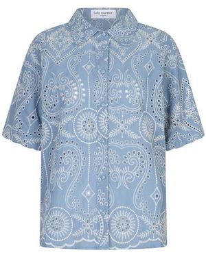 Lofty Manner Blouse Korte Mouw Rd15 Marianne - Blauw
