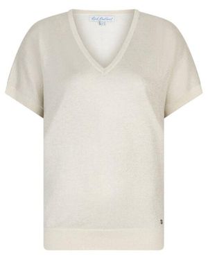 Red Button Top Korte Mouw Srb4812 Jerry - Wit