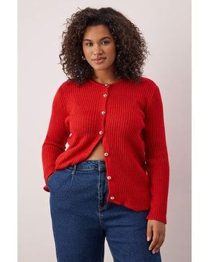 Trendyol Effen Lang Regular Fit Grote Maten Vesten - Rood
