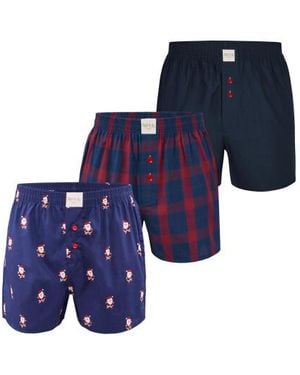 Phil & Co. Berlin Wijde Boxershorts Kerst Multipack 3-Pack - Blauw