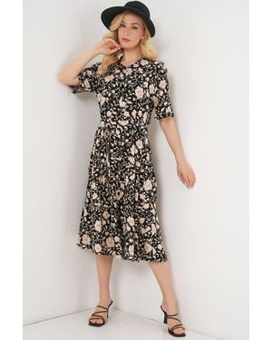 Bigdart Patterned Midi Shirt Dress - Black