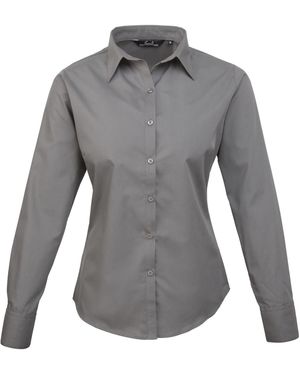 PREMIER Popeline Blouse Met Lange Mouwen (Donkergrijs)