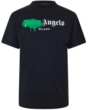 Palm Angels T-Shirt Met Milano-Logo - Zwart