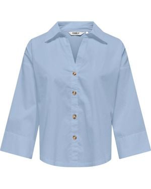 ONLY Onlsaki Bersa 3/4 Shirt Cc Wvn Cashmere - Blauw