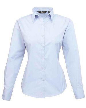 PREMIER Popeline Blouse Met Lange Mouwen - Blauw