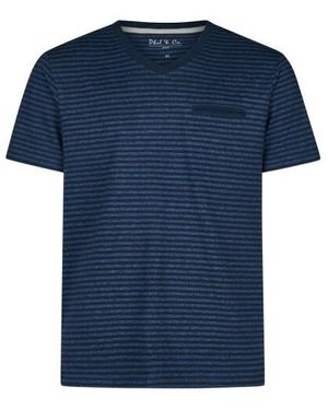 Phil & Co. Berlin Pyjamashirt Korte Mouw Donker/ Gestreept - Blauw