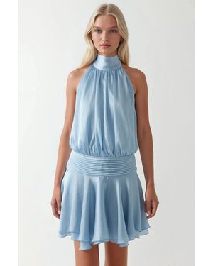 Hiccup Textured Turtleneck Mini Dress - Blue