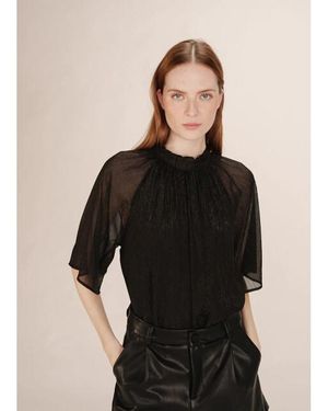 Grace & Mila Topaze Top Korte Mouw Glitter - Zwart