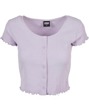 Urban Classics Ribbed Button-Down Crop Top - Paars