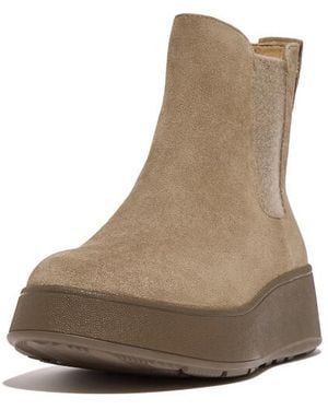 Fitflop F-Mode Suede Flatform Chelsea Boots 2-Tone Elastic - Bruin