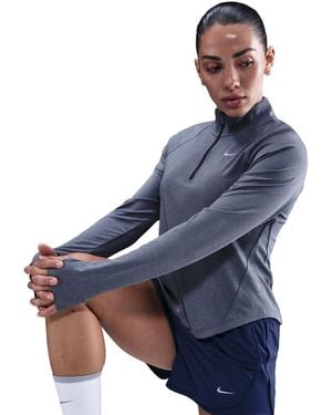 Nike Swoosh-Hardloopshirt Met Lange Mouwen Voor (Middernacht Marine) - Blauw
