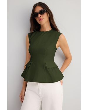 Trendyol Mi̇Lla Effen Lang Peplum Blouses - Groen