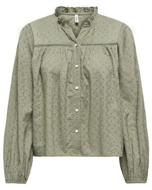 ONLY Onlnoelys Ls Embroided Shirt Wvn Cs Olijf - Groen