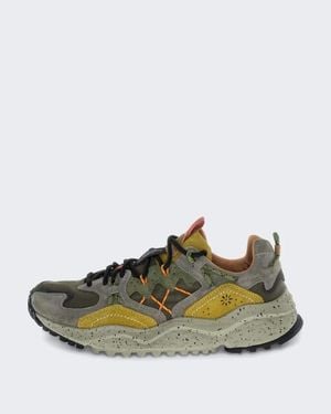 Flower Mountain Leren Sneaker Met Vetersluiting - Groen