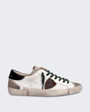 Philippe Model Lage Sneaker Met Contrasterende Details - Zwart