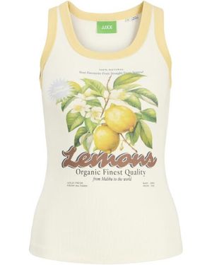 Jack & Jones Jxhilda Str Sl Print Top Jrs - Geel