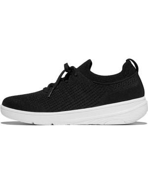 Fitflop Super-Q Knit Slip-On Laced Sneakers - Zwart
