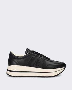 Premiata Leren Sneaker Met Vetersluiting - Zwart