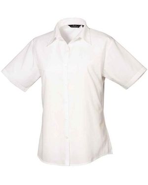 PREMIER Popeline Blouse Met Korte Mouwen - Wit