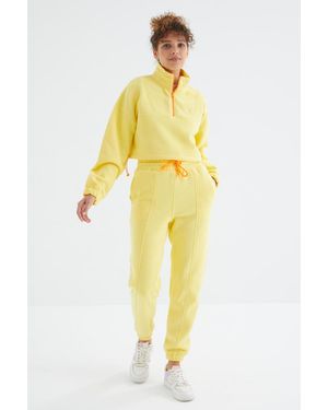 TOMMY LIFE Oversized Fleece Sweatshirt En Broek Set - Geel