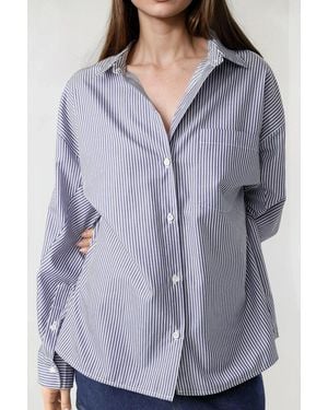 Hiccup Oversize Striped Casual Shirt - Purple