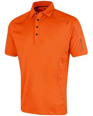 Island Green Topstitched Golf Polo Shirt (Burnt) - Orange
