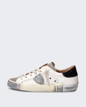Philippe Model Lage Sneaker Met Tweekleurig Design - Wit