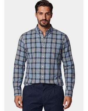 GANT Overhemd Checked Melange Poplin Shirt 3262006/901 - Blauw