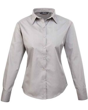 PREMIER Popeline Blouse Met Lange Mouwen - Grijs