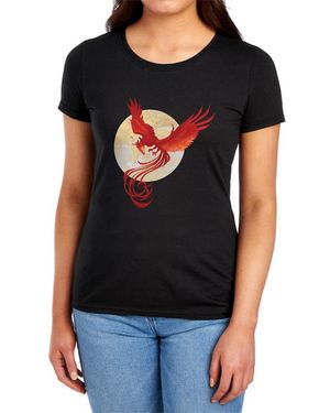 Harry Potter T-Shirt Met Aansluitende Pasvorm Rising With The Moon Phoenix - Zwart