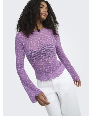 ONLY Onllollie/S Lace Top Cs Jrs - Paars