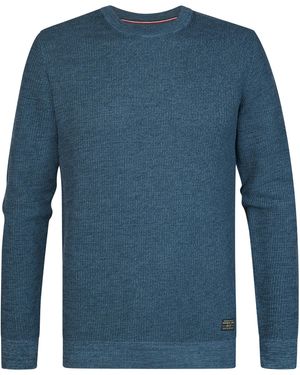 Petrol Industries Katoenen Trui Met Structuur Ironstone - Blauw