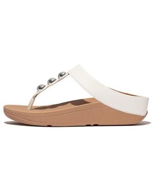 Fitflop Fino Mirror-Dome Leather Toe-Post Sandals - Bruin