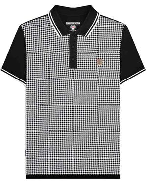 Lambretta Ss24 Houndstooth Polo Shirt Cotton - Black