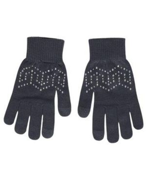 Pieces Grijze Gerecycleerde Polyester Handschoenen - Blauw
