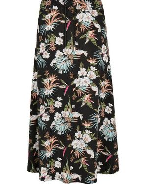 Urban Classics Tropical Viscose Midi Rok - Zwart