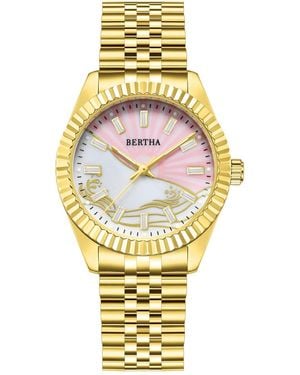 Bertha Marina Mother-Of-Pearl Bracelet Watch - Metallic