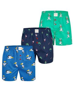 Phil & Co. Berlin Wijde Boxershorts Met Print 3-Pack - Blauw