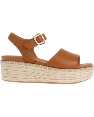Fitflop Eloise Espadrille Leren Sleehakken (Tan) - Bruin