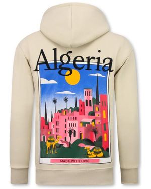 Top-Star Oversized Hoodie Met Capuchon Algeria Print - Blauw