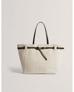 Ted Baker Canvas Tote With Logo - Naturel