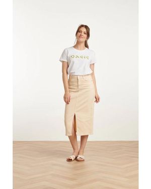 Smashed Lemon 25205 E Denim Midi-Rok - Naturel